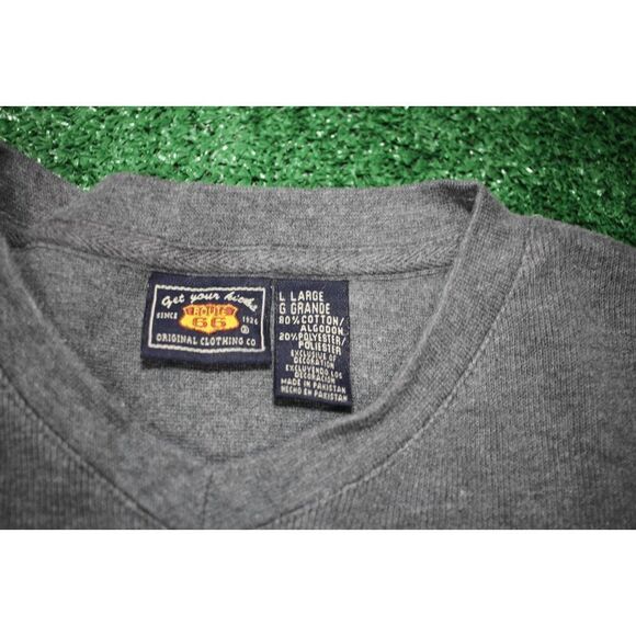 Route 66 Gray Striped Pullover Sweatshirt Large Vintage Style Crewneck - Picture 3 of 7